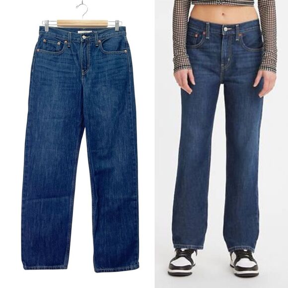 Levi’s Low Pro Straight Leg Jeans Women’s Size 27 Dark Wash 100% Cotton Denim - Picture 1 of 12